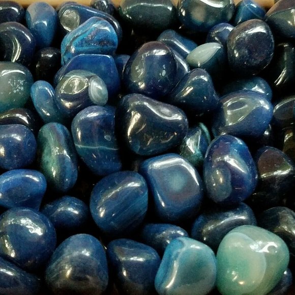 1/4 lb Tumbled Blue Brazilian Agate Gems Crystal - Picture 3 of 3